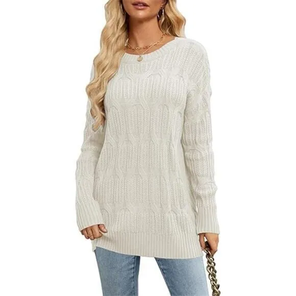 Womens 2024 Fall Long Chunky Sweaters Beige