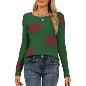 Womens 2024 Fall Pullover Sweaters Dark Green