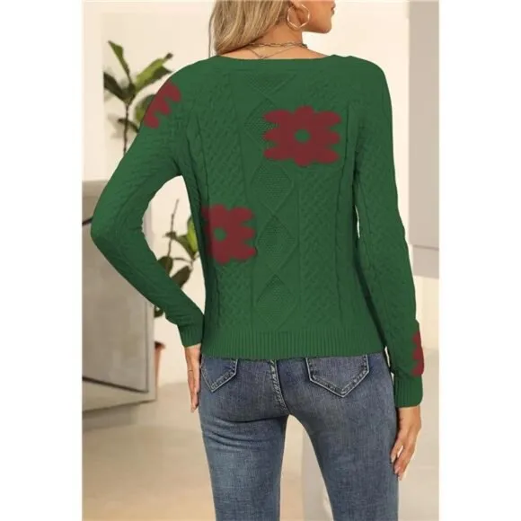 Womens 2024 Fall Pullover Sweaters Dark Green