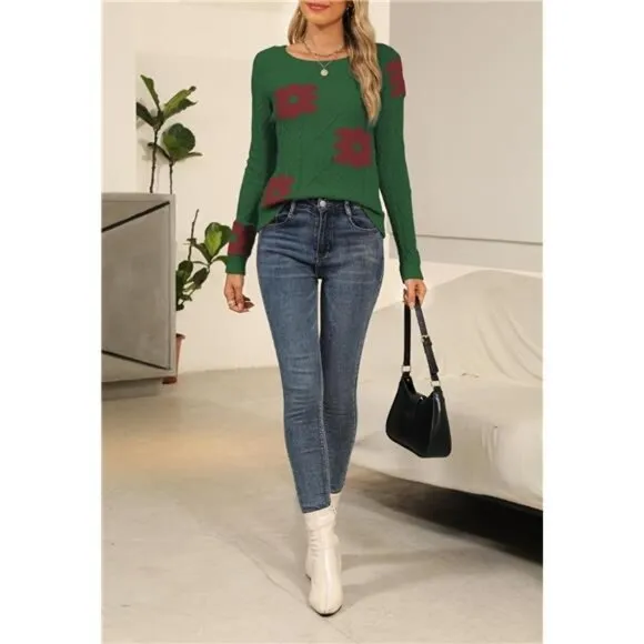 Womens 2024 Fall Pullover Sweaters Dark Green