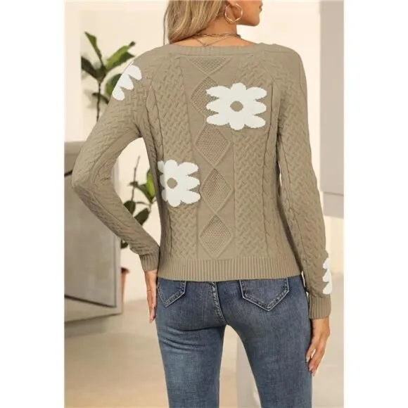 Womens 2024 Fall Pullover Sweaters Khaki