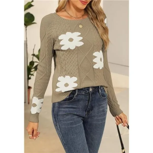 Womens 2024 Fall Pullover Sweaters Khaki