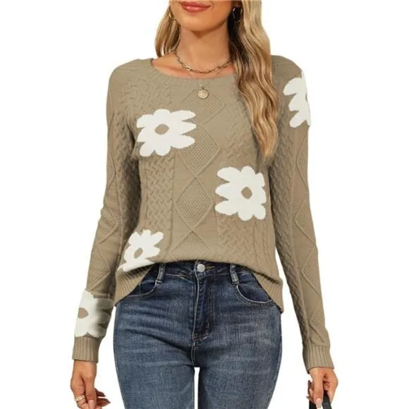 Womens 2024 Fall Pullover Sweaters Khaki