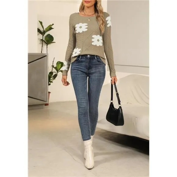Womens 2024 Fall Pullover Sweaters Khaki