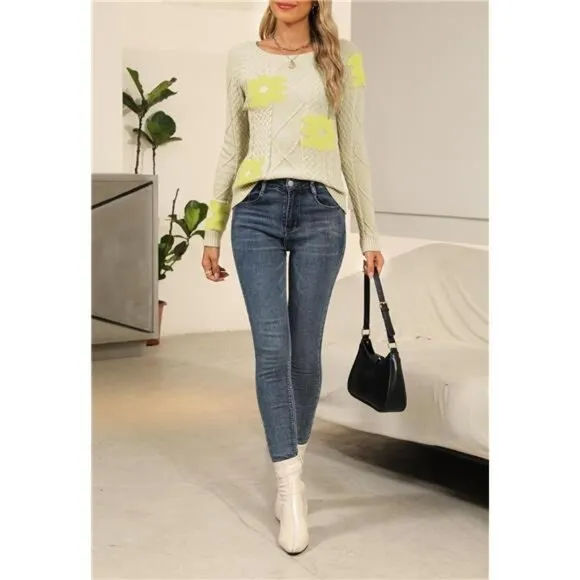 Womens 2024 Fall Pullover Sweaters Yellow