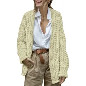 Women's Chunky Knit Cardigan Sweaters Button Down Open Front Oversized Textured