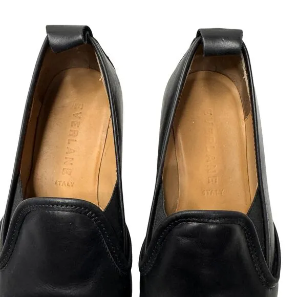 Women's Everlane Black The Leather Street Loafer Slip On Casual Creeper Shoes 8