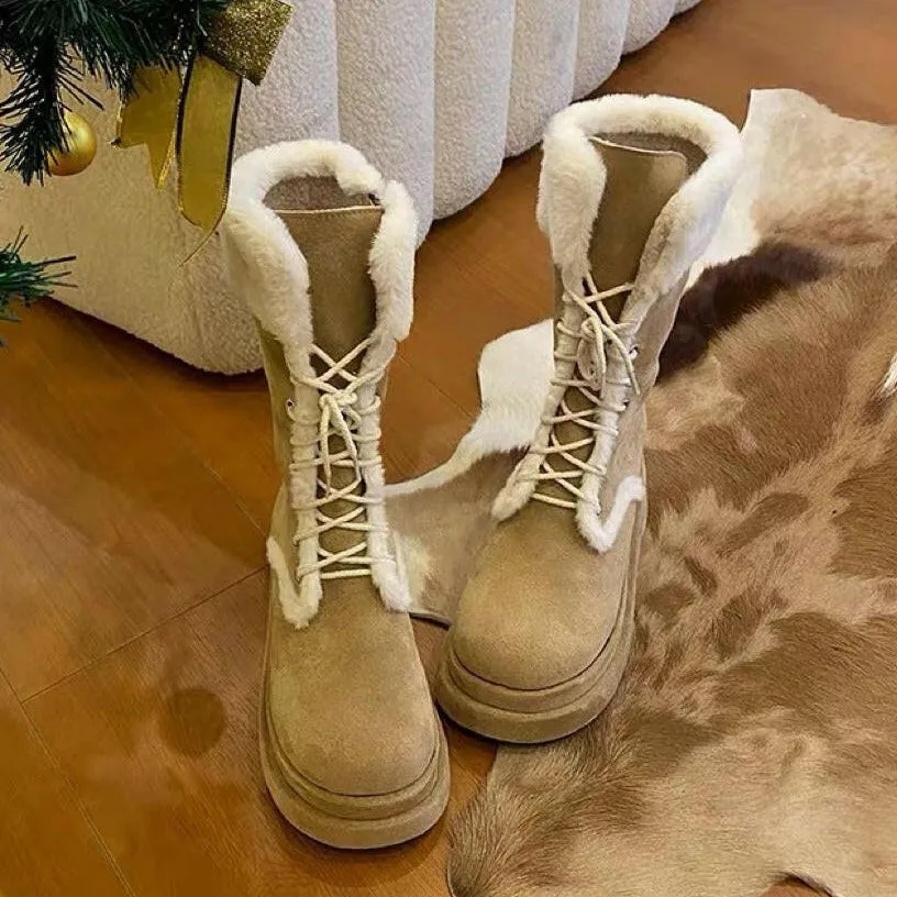 Women's Fashion Casual Simple Warm Platform Snow Boots
