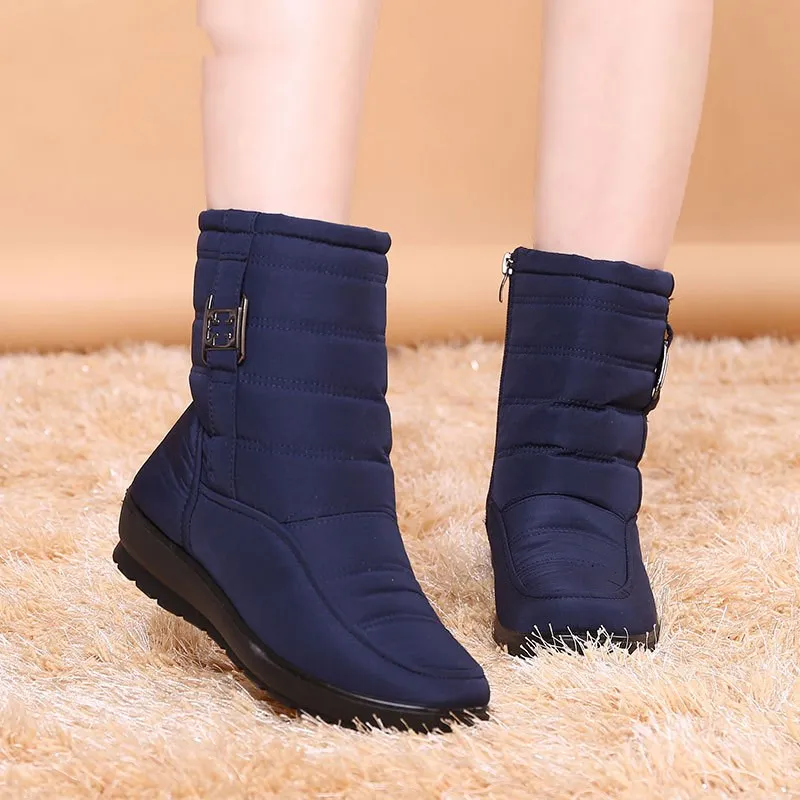 Women's flat-bottomed plus size warm snow boots