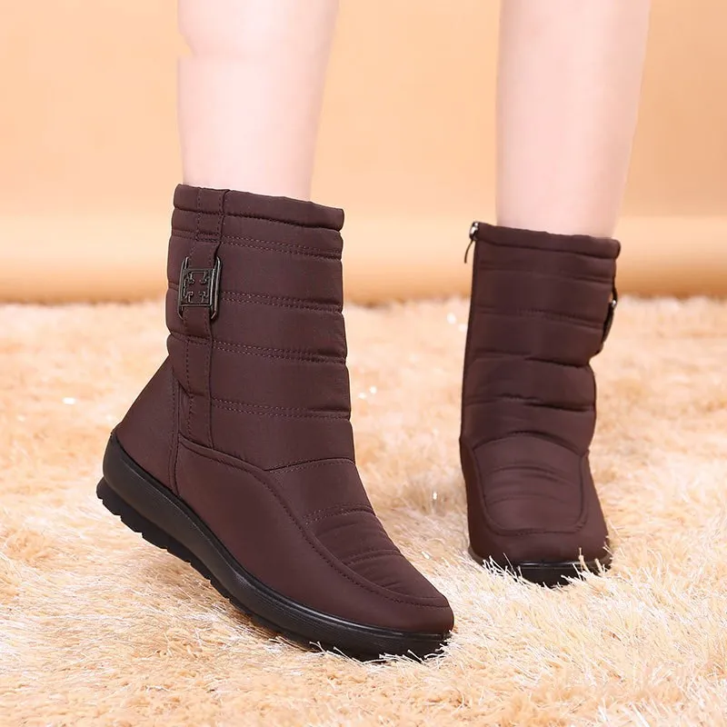 Women's flat-bottomed plus size warm snow boots