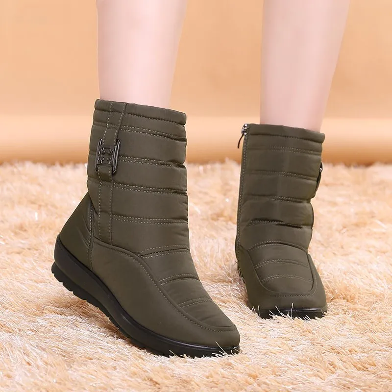 Women's flat-bottomed plus size warm snow boots
