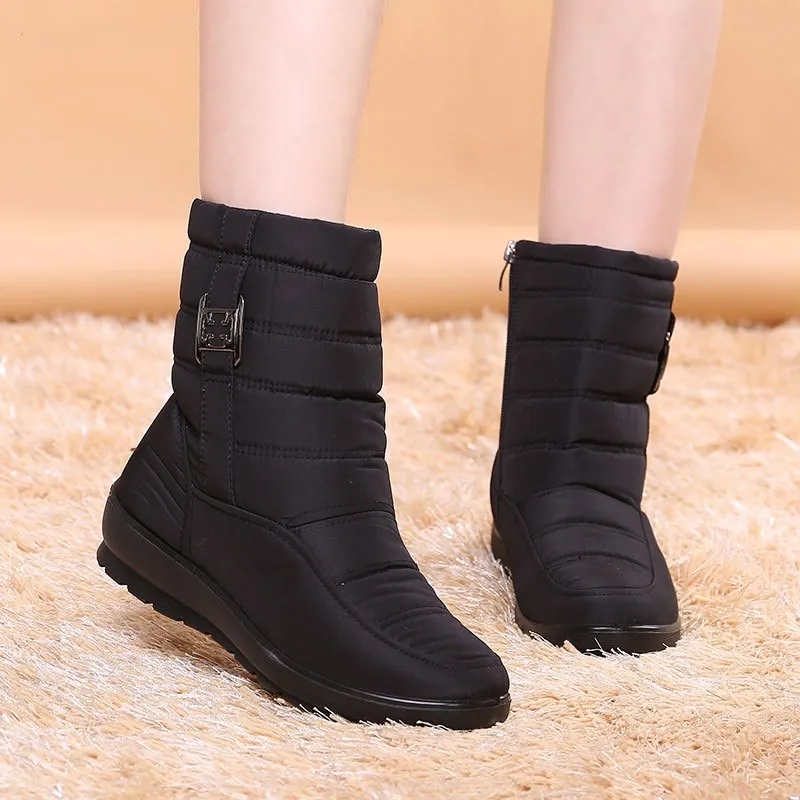 Women's flat-bottomed plus size warm snow boots