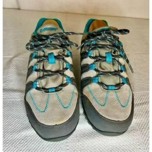 Women's Hi-Tec Romsey Low Grey/Graphite/Blue Waterproof Hiking Shoes Size 7.5
