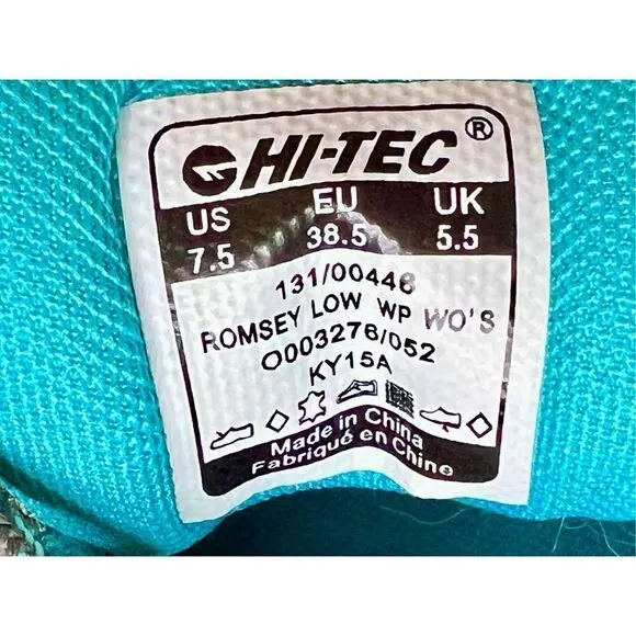 Women's Hi-Tec Romsey Low Grey/Graphite/Blue Waterproof Hiking Shoes Size 7.5