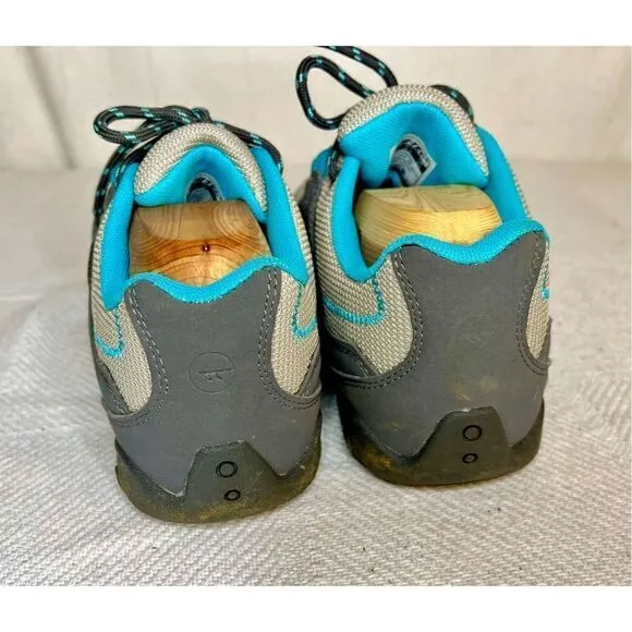 Women's Hi-Tec Romsey Low Grey/Graphite/Blue Waterproof Hiking Shoes Size 7.5