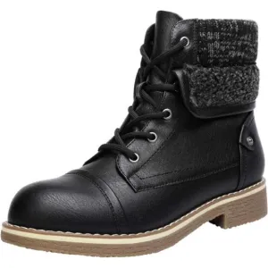 Women’s Lace Up Combat Boots Low Heel Winter Ankle Booties