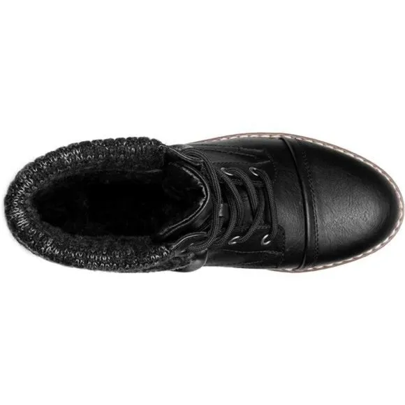 Women’s Lace Up Combat Boots Low Heel Winter Ankle Booties