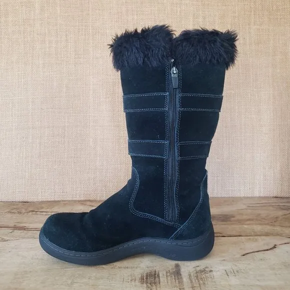Women's L.L. Bean Sz 8 Tall Black Insulated Waterproof Faux Fur Winter Snow Boot