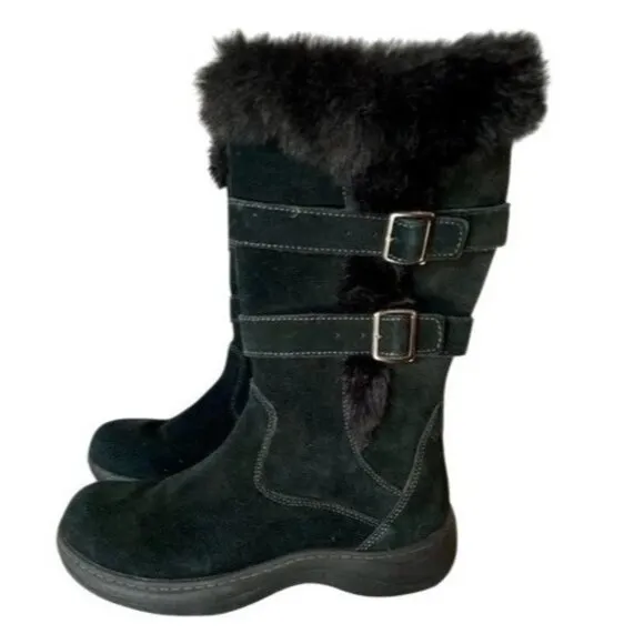 Women's L.L. Bean Sz 8 Tall Black Insulated Waterproof Faux Fur Winter Snow Boot