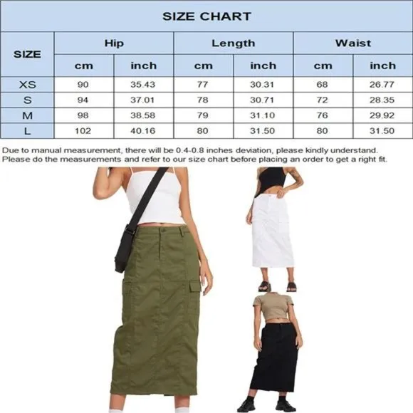 Women's Long Denim Skirt High Waist Flare Skirt with Pockets, Green