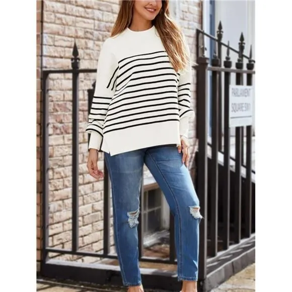 Women's Oversized Batwing Sweaters 2025 Fall Outfits Trendy Crewneck