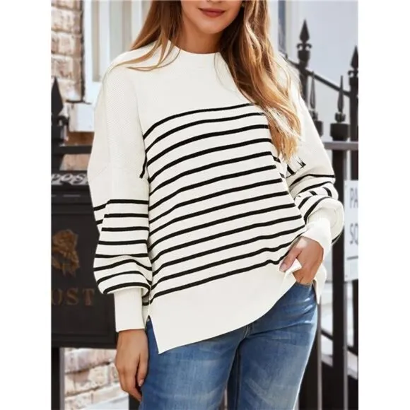 Women's Oversized Batwing Sweaters 2025 Fall Outfits Trendy Crewneck