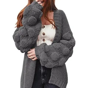 WOMENS Oversized Knit Cardigan Outwear Dark Grey
