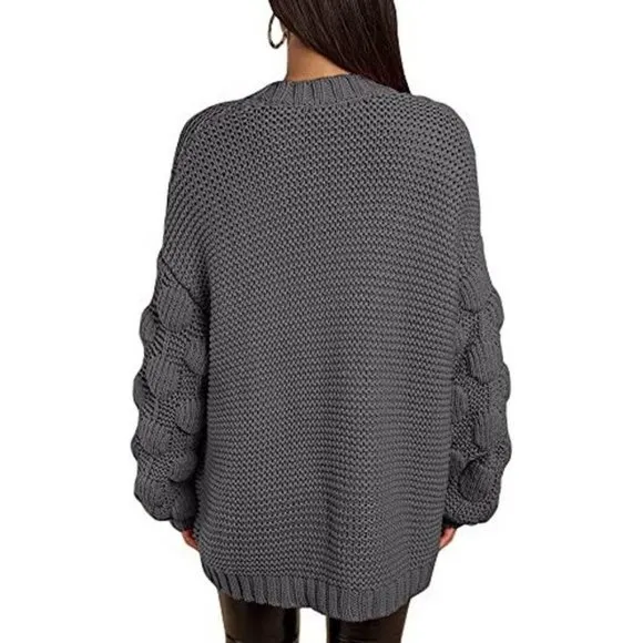 WOMENS Oversized Knit Cardigan Outwear Dark Grey