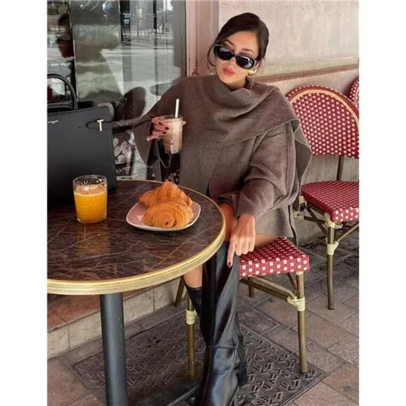Women's Oversized Scarf Jacket Shawl Wraps Coffee