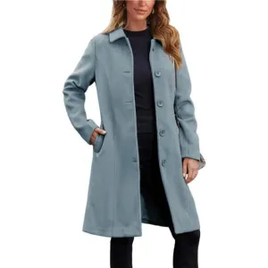 Womens Pea Coat Elegant Overcoat Single Breasted Winter Coat Dress