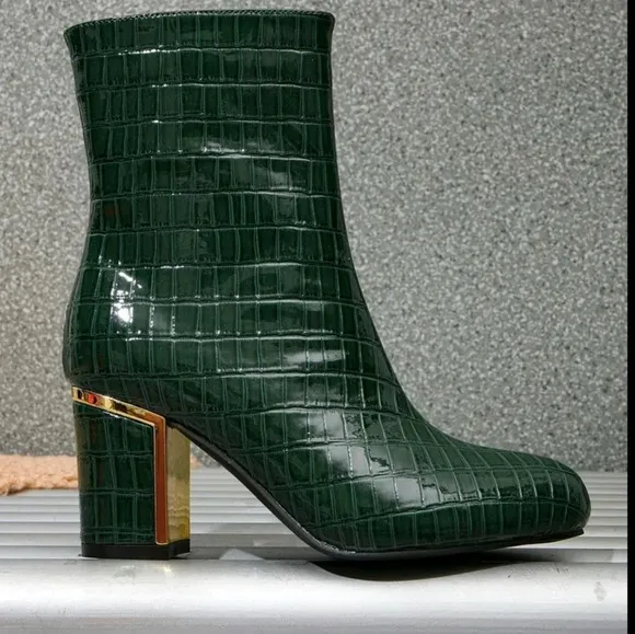 Women's Pointed Toe Chunky High Heel Glitter Ankle Boots Attractive Party Trendy