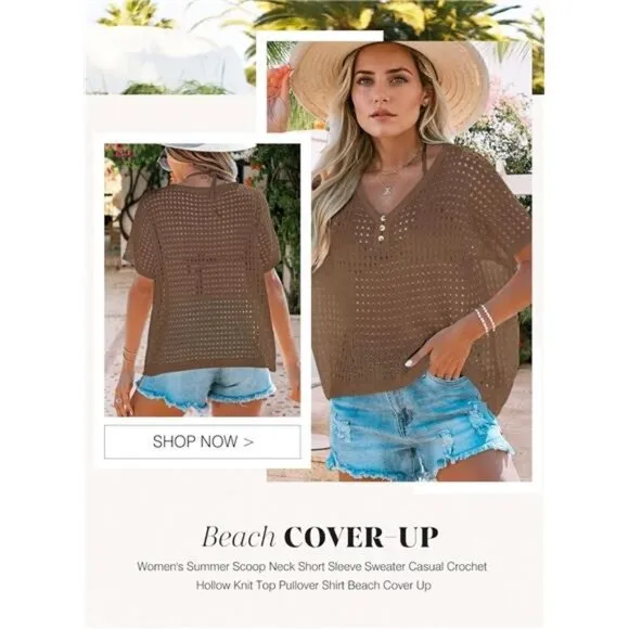 Womens Summer V Neck Short Sleeve Chestnut