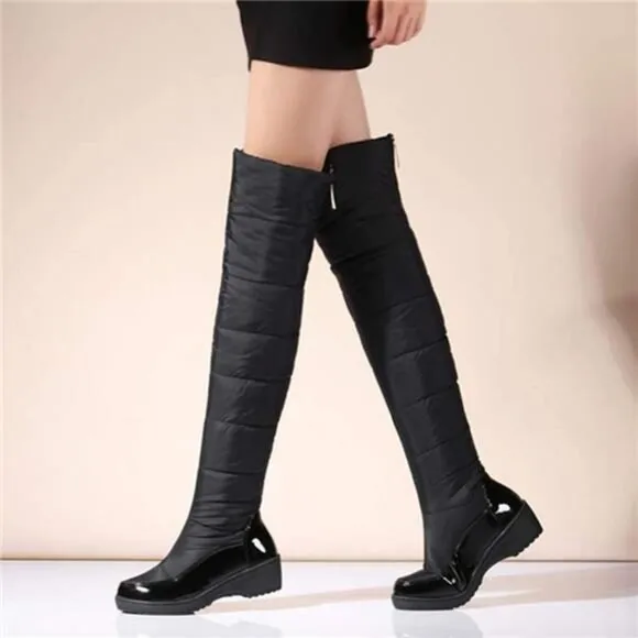 Women's Winter Knee High Tall Snow Boots Waterproof Rain Fur Lined Fashion Wide