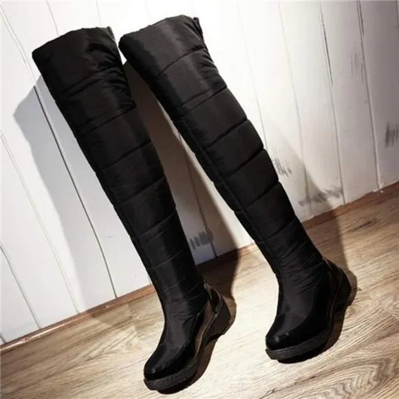 Women's Winter Knee High Tall Snow Boots Waterproof Rain Fur Lined Fashion Wide