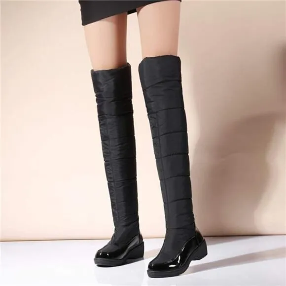 Women's Winter Knee High Tall Snow Boots Waterproof Rain Fur Lined Fashion Wide