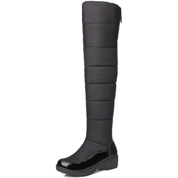 Women's Winter Knee High Tall Snow Boots Waterproof Rain Fur Lined Fashion Wide