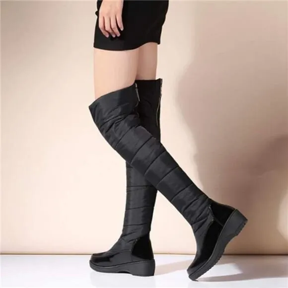Women's Winter Knee High Tall Snow Boots Waterproof Rain Fur Lined Fashion Wide