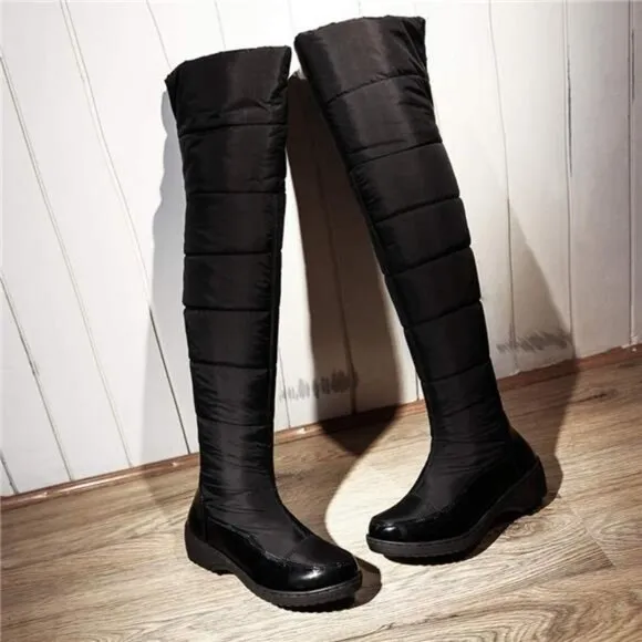 Women's Winter Knee High Tall Snow Boots Waterproof Rain Fur Lined Fashion Wide