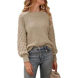 Women's Winter Pullover Sweater Casual Long Sleeve Crewneck Loose Knit Blouse