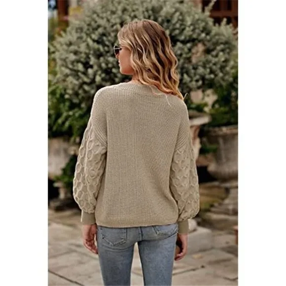 Women's Winter Pullover Sweater Casual Long Sleeve Crewneck Loose Knit Blouse