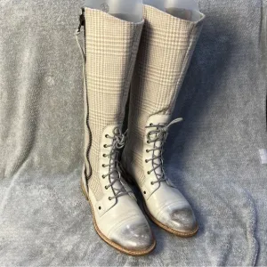 Woolrich Roadhouse Tall Boots Cream Gray Conductor Combat Boots Size 9.5 RARE