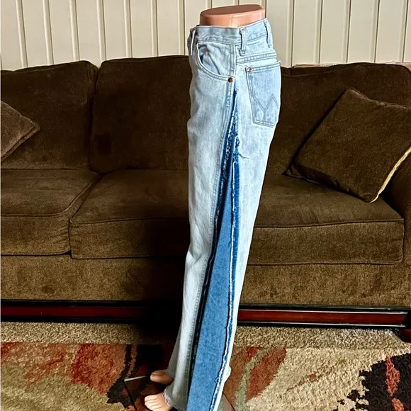 Wrangler • 1990’s • Women • Size 30 x 34 • Denim • Blue 2 Tone Bell Bottom Jeans