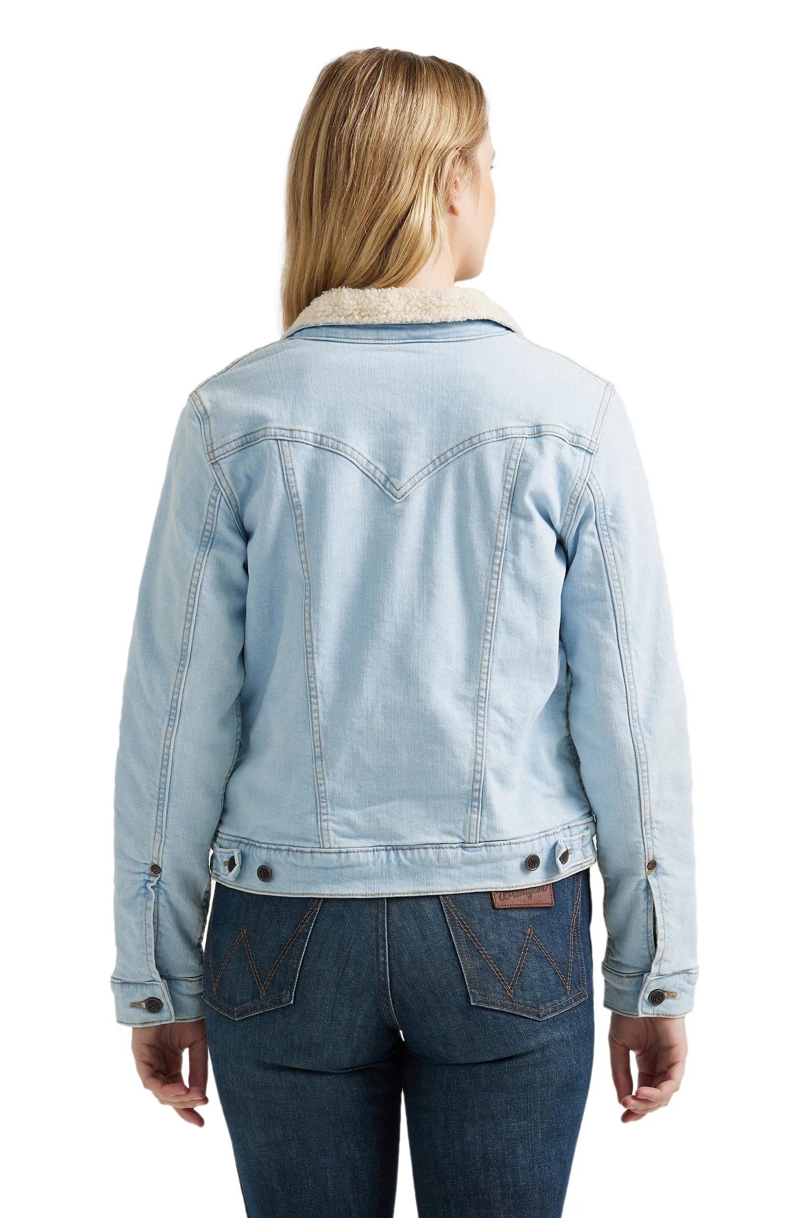 Wrangler Women's Retro Sherpa Lined Western Denim Jacket - Bleached Denim