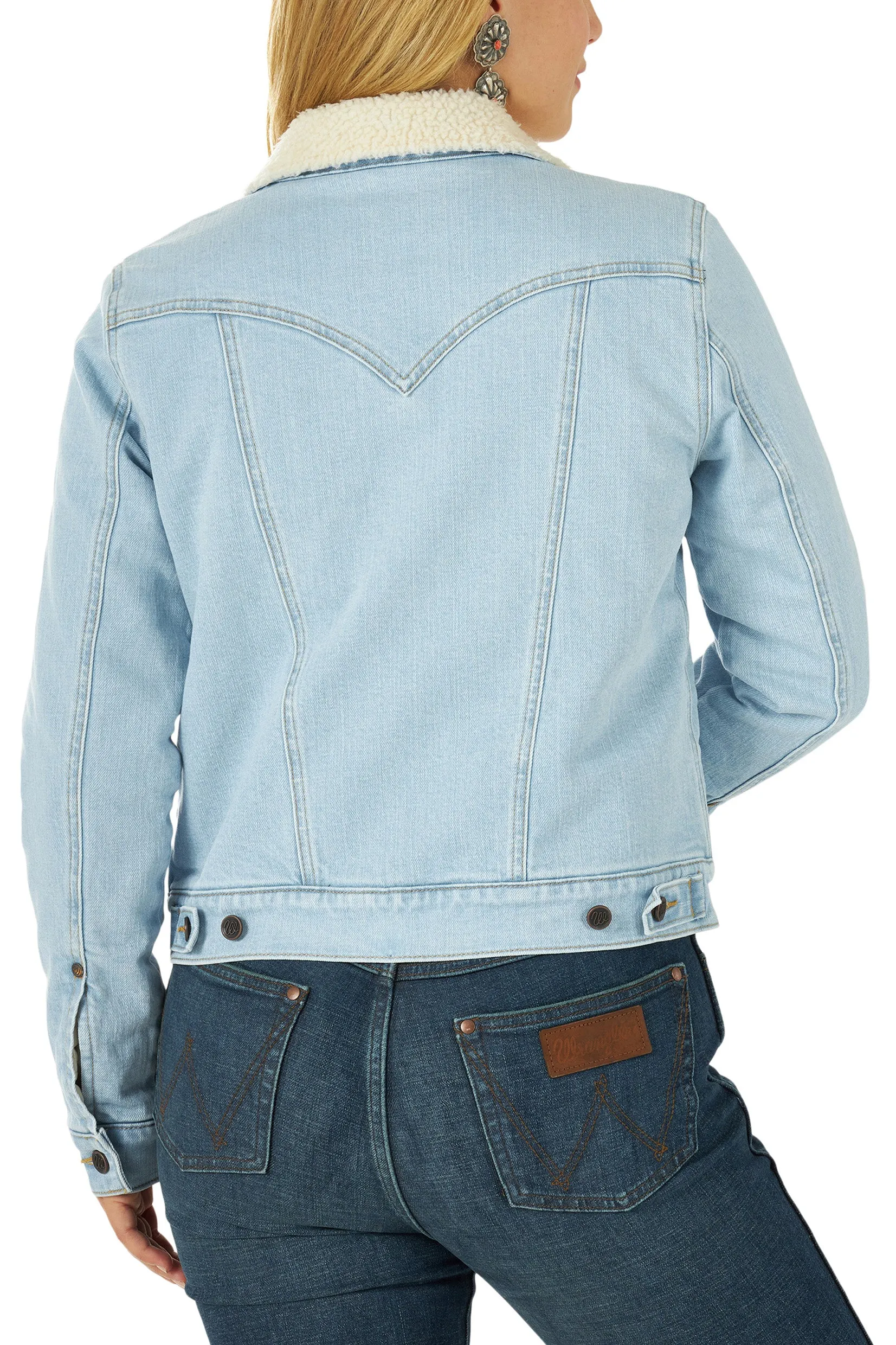 Wrangler Women's Retro Sherpa Lined Western Denim Jacket - Bleached Denim