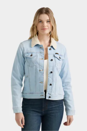 Wrangler Women's Retro Sherpa Lined Western Denim Jacket - Bleached Denim
