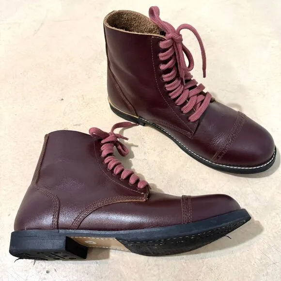 WW2 US Russet Leather Lace-Up Boots American Service Reproduction Men sz 11