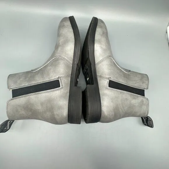 Xena Omega Women's 8.5 Gray Vegan Leather Work Boot Side Zip Ankle Workwear