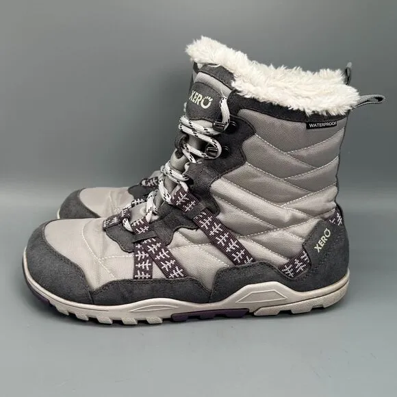 Xero Shoes Alpine Women's 9.5 Purple Lined Snow Boots Lace-Up Mid-Top Waterproof