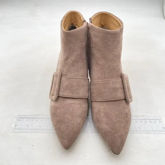 XYD Women's Kitten Low Heel Ankle Boots Pointed Toe Side Zip Short Bootie