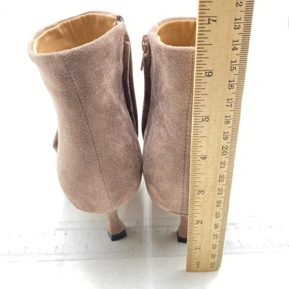 XYD Women's Kitten Low Heel Ankle Boots Pointed Toe Side Zip Short Bootie